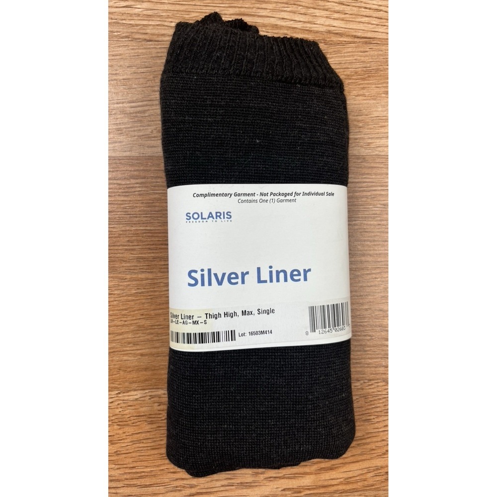 Solaris ReadyWrap Silver Liner, Black Thigh High, Single, One Size S-M-L NEW